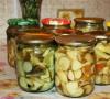 Porcini mushrooms for the winter in jars